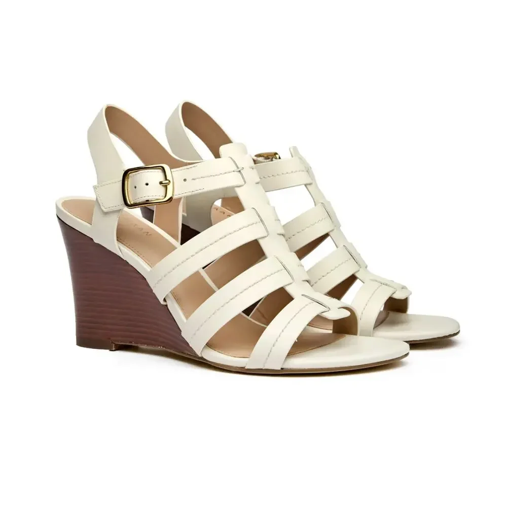 Cole Haan Women’s Josie Fisherman Wedge Sandals Ivory Size 7B